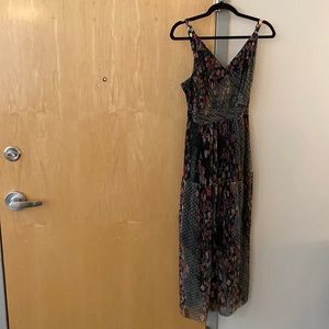 Black/floral midi dress.